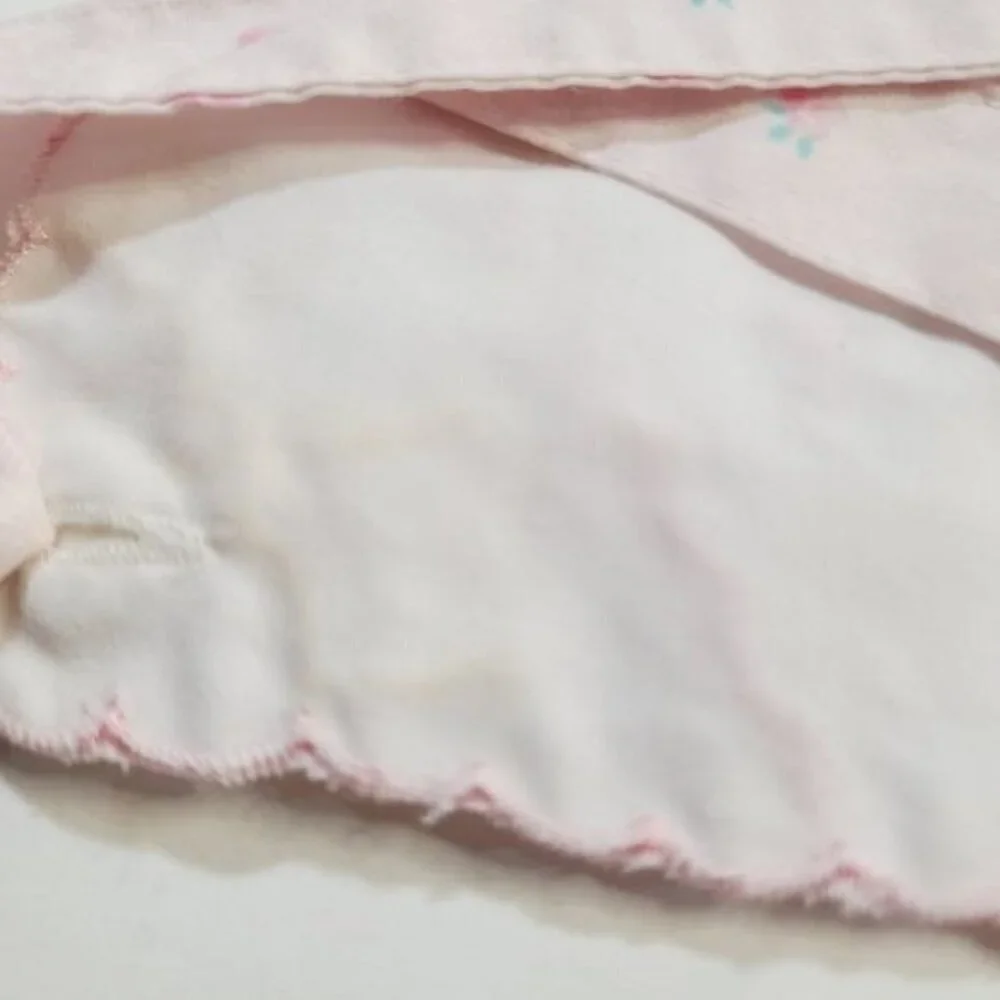 Vintage 90s Mayfair Pastel Pink Tulip Embroidery Baby Romper and Bonnet